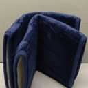 Flamingo P Memory Foam Bath Mat Rug, Non Slip Bathroom Mat Quick Dry Bathroom Rugs, Machine Wash, Thick Bath Rug Carpet for Bathroom Floor and Shower, 47x17 Inches, Navy (Navy Straight Line)