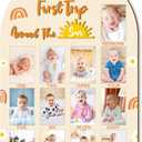 R HORSE My First Year Photo Frame Board, 3D Boho Sun Rainbow Display Wood Board, Babys 1st Year Picture Frame, 12 Months Milestone One Year Old Birthday Decoration, Baby Keepsake Gift for Boy Girl