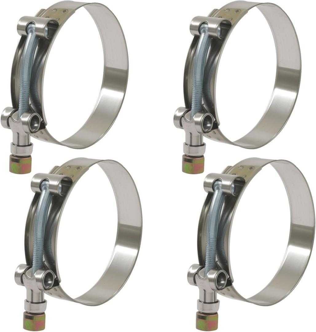 2.5 Inch T-Bolt Hose Clamp, 304 Stainless Steel Clamp Working Range 70mm-78mm for 2.5" Hose ID, Turbo Intake Intercooler(4 Pack)