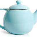 Sweese Teapot, Porcelain Tea Pot with Stainless Steel Infuser, Blooming & Loose Leaf Teapot - 27ounce, Turquoise (27oz)