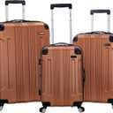 Rockland London Hardside Spinner Wheel Luggage, Brown, 3-Piece Set (20/24/28)