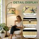 Bamboo Shades，E27 11.8×11.8×7.9inch Bamboo Lampshade,Featuring Tropical Motifs and Floral-Bird Designs.For Replacing Lampshades on Chandeliers and Floor Lamps.
