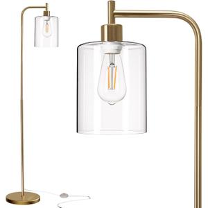 addlon Floor Lamps for Living Room Bright Lighting with Glass lampshade, Modern Bright Floor Lamp with LED Bulbs Industrial Standing lamp for beroom, Tall Pole Lamps Office - Brass Gold (Bronze)