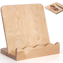 Scalloped Wooden Cookbook Stand with Removable Cutting Board – Adjustable Recipe Book Holder, Charcuterie Board & Kitchen Serving Tray – Kitchen Counte Decor/Maple Wood