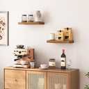 HOOBRO Floating Shelves for Wall, Wall Mounted Shelf Set of 2, 15.7" Hanging Shelf with Invisible Brackets, for Wall Decor Storage in Bathroom Bedroom Kitchen Living Room Office, Rustic Brown BF40BJ01