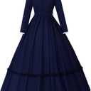Women's Victorian Civil War Dress Costume Vintage Reenactment Historical Dresses Southern Belle Costumes Ball Gown (XX-Large, Dark Blue)