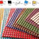 200 Pieces Square Mosaic Tiles for Crafts Bulk, Ceramic Mosaic Pieces 16 Colors Ceramic Mosaic Tile, 12mm Stained Mosaic Ceramic Tiles for Mosaic Projects Home Decor - Dark Blue Mosaic Tiles
