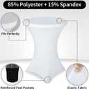 FestiCorp Spandex Table Cover, Cocktail Fitted Tablecloths, Round Highboy Stretch Table Covers Cloths for Party, DJ, Bar, Wedding, Birthday, Banquet, White, 30"-32" Diameter x 40"-43" Height