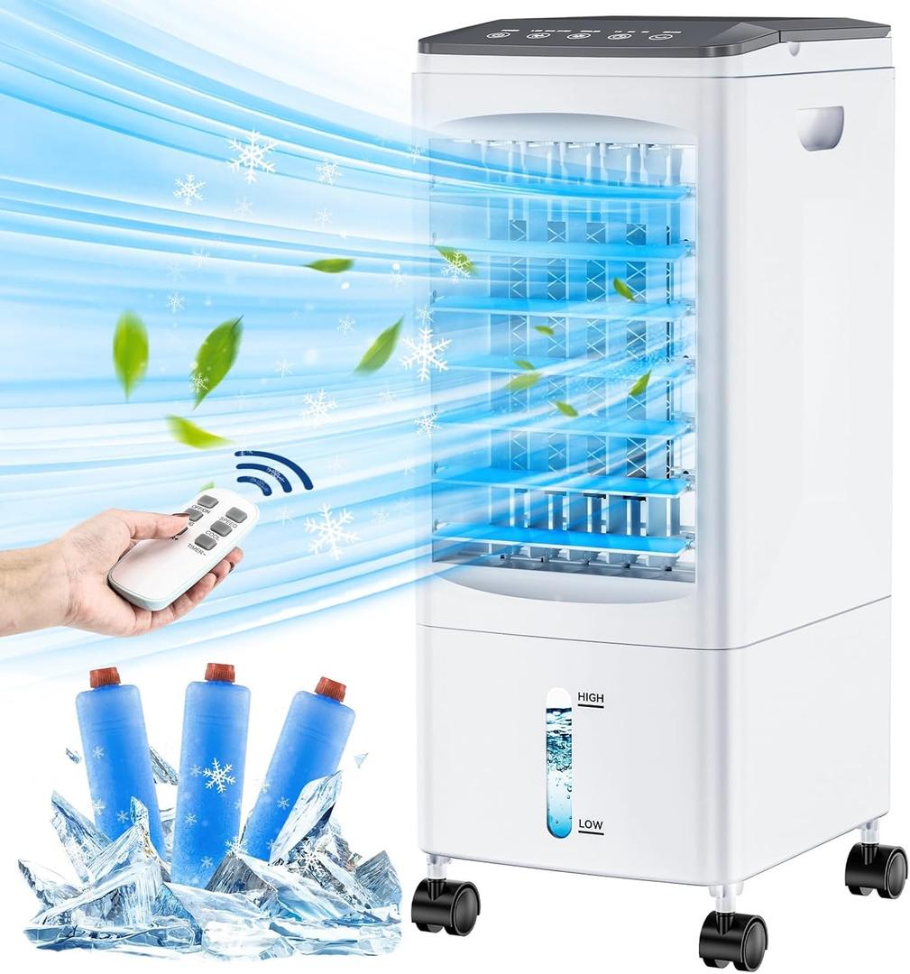 Portable Air Conditioners, Evaporative Air Cooler, Portable AC Cooling Fan w/ 3 Spds & Cooling Mode & Timer, Swamp Cooler w/Remote, Windowless Air Conditioner Portable for Room Home
