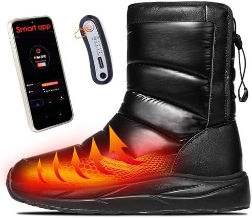 Soulsfeng Heated Boots for Men Women with APP Control, FuturaHeat-Nova Winter Waterproof Warm Snow Work Boot Rechargeable Electric Heating Foot Warmers,Black, 48.5/ 15.5 Women/14 Men