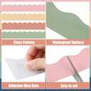 137.8 Ft Boho Bulletin Board Borders Colorful Classroom Borders Scalloped Boho Bulletin Board Decorations for Teacher Classroom School Home Office Chalkboard Whiteboard Wall Decor, 120 Sheets