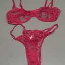 Sexy Floral Embroidered Flower Mesh Underwire Push Up Lingerie Set size M
