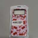 Compatible with iPhone 17 Pro Max Case,Cute Pink Cherry Bow Soft 2 Layers Women Girls with Lovely Strap Bracelet Chain Cover