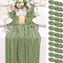 12 Pack 120 Inch Sage Green Cheesecloth Table Runner Boho Rustic Gauze Sheer Romantic 10 FT Long Cheese Cloth Table Runner for Bridal Baby Shower Wedding Party Birthday Holiday Home Easter Decor, 20"x120"