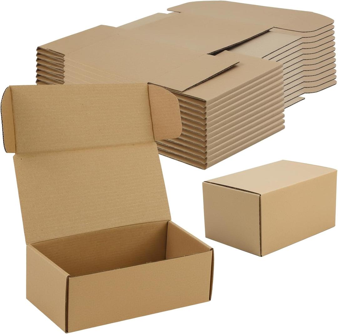 10 Pack Small Shipping Boxes 6x4x3 Inch Corrugated Small Cardboard Boxs for Shipping, Packaging Boxes for Business, Gift Packing, Mailer, DIY Crafts Packing (Brown)