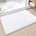 Color&Geometry White Large Bathroom Rugs, Absorbent, Non Slip, Soft, Washable, Quick Dry, 24"x36" Bath Mats for Bathroom, Microfiber Bath Rug Shower Mat