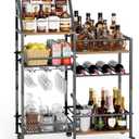 VINAEMO Rolling Bar Cart with Wine Glass Holder, Bar Carts for The Home, Bar Stand for Home, Small Mini Bar for Whiskey Wine, Liquor Cart for Home Bar, Alcohol Cabinet for Bar, Kitchen, Dining Room, Large
