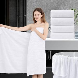 4 Piece Bath Towel Oversized Bath Sheet 35"x70" White Bathroom Towel Extra Large Bath Sheet Soft Highly Absorbent Quick Dry Premium Towel Set for Bathroom Spa Gym Hotel Shower Towel for Daily Use