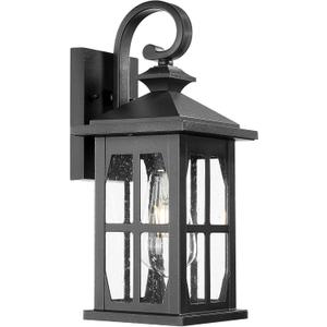Darkaway Outdoor Light Fixtures Wall Mount, Outdoor Wall Lights Exterior Lighting Fixtures Waterproof Black Outside Wall Sconce with Seeded Glass for House Porch Hallway Garage Front Door (Medium)