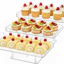 Clear Cupcake Stand, 3 Tiered Acrylic Dessert Table Display Set for 54 Cupcakes, Large Food Display Riser Serving Platter for Wedding, Party, Baby Shower, Buffet