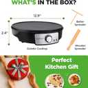 Nutrichef Electric Crepe Maker & Griddle Cooktop - Nonstick 12 Inch Aluminum Hot Plate with LED Indicator Lights & Adjustable Temperature Control - Wooden Spatula & Batter Spreader Included