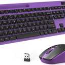 2.4GHz Silent USB Wireless Keyboard and Mouse Combo - Full-Size Keyboard with Phone Holder and Mouse for Computer, Desktop and Laptop (Purple)
