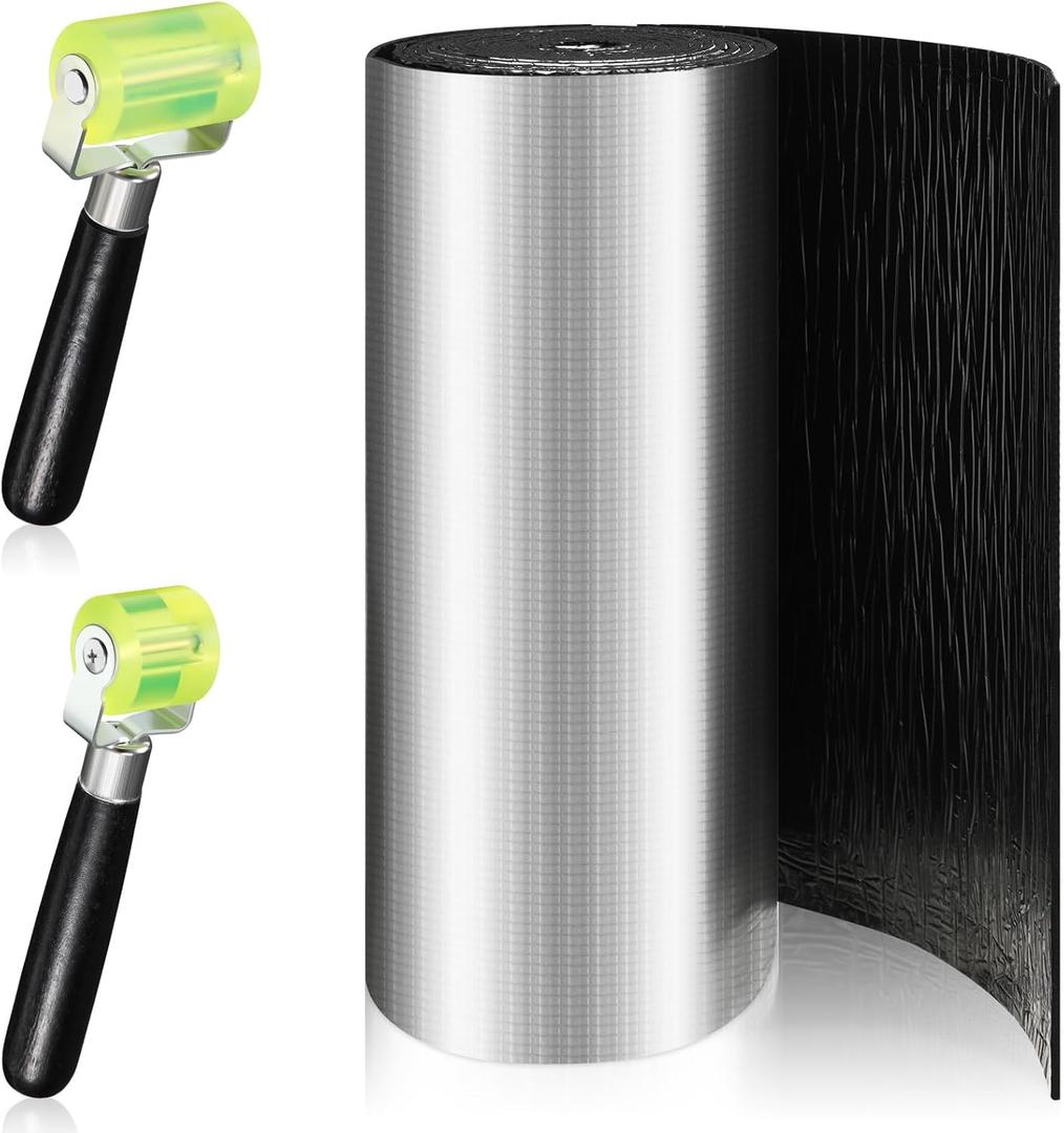 Zhengmy 36.3 Sqft 196 Mil Car Heat Sound Insulation Mat Automotive Noise Deadening Mat with Rubber Roller Auto Sound Deadener Self Adhesive Heat Insulation for Hood Ceiling Door(20 x 236 Inch)