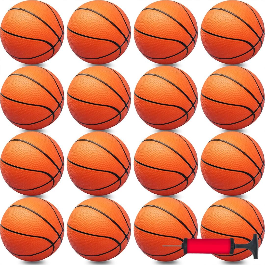 30Pcs 7" Inch Mini Basketball Balls Bulk Small Basketball Set with Pump, PVC Small Basketball for Over The Door Basketball Hoop Games Party Favors Indoor Outdoor Play Adults Kids Pool Beach Basketball (Orange)