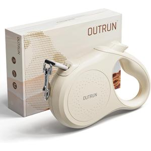 OUTRUN Retractable Dog Leash 16.5 FT Walking Leash up to 55 lb, Strong Nylon Tape No Tangle, Heavy Duty One-Handed Brake Lock Perfect for Small & Medium Sized Dogs and Pets