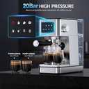 Espresso Machine, 20 Bar Professional Espresso Maker, Milk Frother Steam Wand for Latte, Compact Stainless Steel Machine with 57.5oz Removable Water Tank and LED Touchscreen Monitors