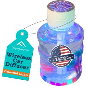 APSARAS Wireless Car Diffuser for Essential Oils, Dual Nozzle Battery Powered Humidifier,Smart Car Air Freshener Diffuser with Colourful Lights and Various Spray Modes for Car Office Home (White)