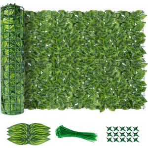 Artificial Ivy Privacy Fence Screen(No Assembly Required), 120"x40" Artificial Hedges Fence, Anti-Ultraviolet Artificial Faux Ivy Hedge for Outdoor, Garden Decor, Watermelon Leaves
