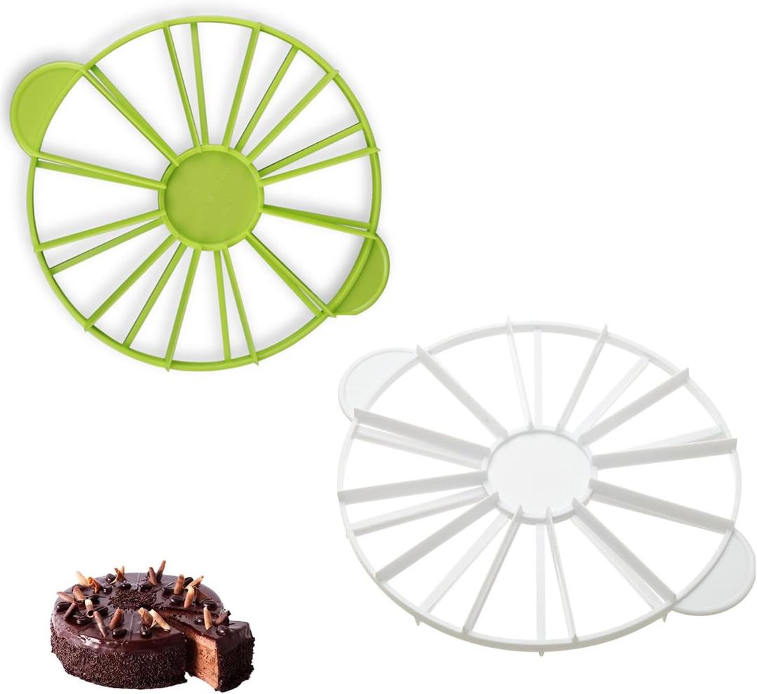 2Pcs Double Sided Cake Portion Marker, 10/12 and 14/16 Slices Round Cake Slice & Pie Slicer Marker Pie Cutters Cake Divider Cheesecake Cutter Baking Tool for 10 Inch Diameter