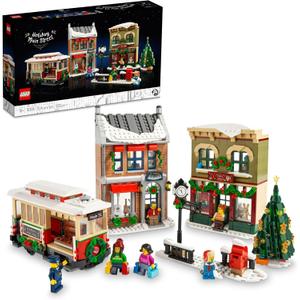 LEGO Holiday Main Street Building Set 10308, for Adults and Family, Christmas Village Building Kit, Holiday Display Set with Shops, Streetcar and 6 Minifigures, Christmas Decoration to Build Together