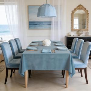 SMILETIME Blue Velvet Tablecloth 104" X 60" Rectangle, Luxury Smooth Table Cover for Wedding, Party, Dining, and Banquet Events
