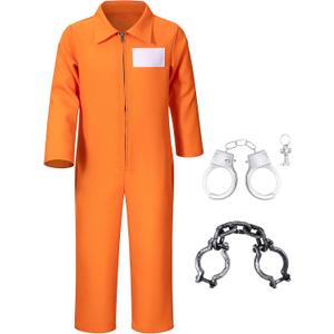 Yoroka Orange Prison Jumpsuit Kids Prison Uniform with Chain Props and Handcuff (100)