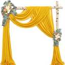 20Ft Length x 28" Width 2 Panels Wedding Arch Draping Fabric Gold Arch Drapes Chiffon Fabric Sheer Curtains Backdrop for Party Bridal Decorations Wedding Ceremony Ceiling Stage Reception Decor