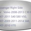 JZSUPER Side Mirror Glass fit for Volvo 2008-2013 C30 C70, 2007-2011 S40 S80 V50, 2007-2009 2011-2014 S60, 2007-2010 V70 Passenger Side Replacement Convex Glass