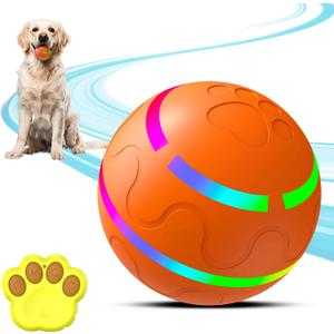 Smart Interactive Dog Ball, Interactive Dog Toys with Remote Control, Automatic Moving Pet Ball for Medium and Large Dogs, TPU Material, Rechargeable Vibrating Bouncing Pet Toy (Orange)