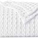 Bedsure Cooling Cotton Waffle Weave Blanket - Lightweight Breathable Blanket of Rayon Derived from Bamboo for Hot Sleepers, Luxury Throws for Bed, Couch and Sofa, White, 50x70 Inches