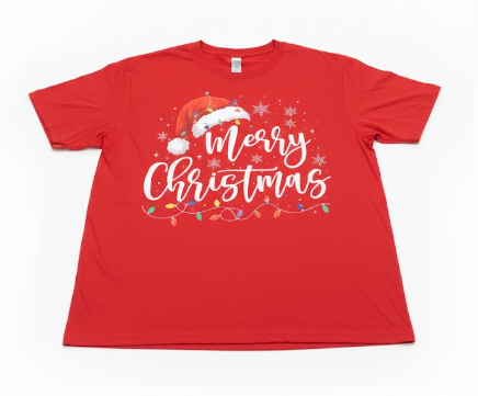 Merry Christmas Lights Red Santa Hat Xmas Family Men Women T-Shirt Large