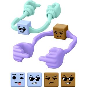 Stocking Stuffers for Teens Girls Women Adults Cell Phone Stand: Phone Holder for Desk with Mood Cube Gag Gifts for Boys Men Wife Mom Friends Funny Cool Gadget Christmas White Elephant Useful Gifts (2, Purple&Green+Blue&Brown)