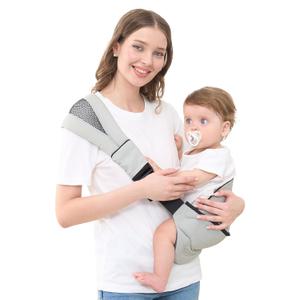 GAGAKU Toddler Carrier Adjustable Padded Sling Portable Ergonomic Baby Holder Carrier with Non-Slip Seat for 6-36 Months Infants & Toddlers (14-35 lbs)-Light Grey