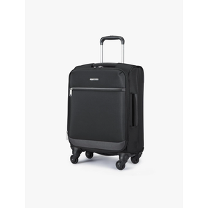 Amazon Basics Luggage, 18" Medium Carry-On Softside Suitcase With Wheels, With Four 360-Degree Multi-directional Spinner Wheels, Expandable Space, Zippered Pocket and Straps, Telescopic Handle, Black