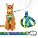 Cat Harness and Leash Set, Step-in Escape Proof Adjustable Vest Harness for Cats, Lightweight Soft Breathable Reflective Kitten Harness for Walking Travel, Camping, L