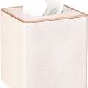 Sumnacon Square Linen Tissue Box Cover - Stylish Cube Tissue Box Holder with Magnetic Bottom, Decorative Tissue Box for Vanity Toilet Tank Dresser Night Stand Table Countertop Office Car, Beige