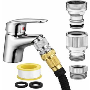 Sink Faucet Quick Connector - Faucet to Hose Adapter for Kitchen/Bathroom Connect Shower Hose, Garden Hose, Portable Washing Machine, Pet Bathing Durable Chrome Finish (Faucet Adapter)