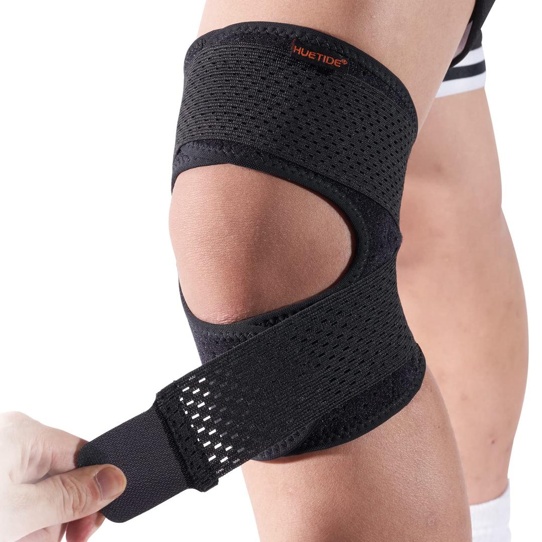 HUETIDE Knee Brace for Knee Pain Women and Men Patellar Tendon Support Strap,Adjustable Neoprene Knee Support Stabilizer for Meniscus Tear,Arthritis,Running,Workout,Sports,Large