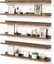 upsimples Floating Shelves for Wall, 35.5 Inch Shelves for Decor Storage Set of 6, Wall Mounted Wood Shelf for Bedroom, Living Room, Bathroom, Kitchen, Long Picture Ledge Shelves, Brown