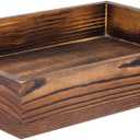 Rustic Brown Wood Food Serving Tray Cutout Handles Breakfast in Bed Coffee Wine Rectangular Ottoman Nesting Crate Tabletop Storage Box Desktop Document Holder Party Office Home Kitchen